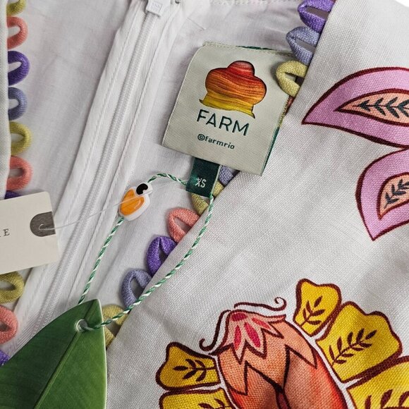 Farm Rio Floral V-Neck Sleeveless Linen Maxi Dress, Boho, Wedding Guest, XS - Picture 9 of 11